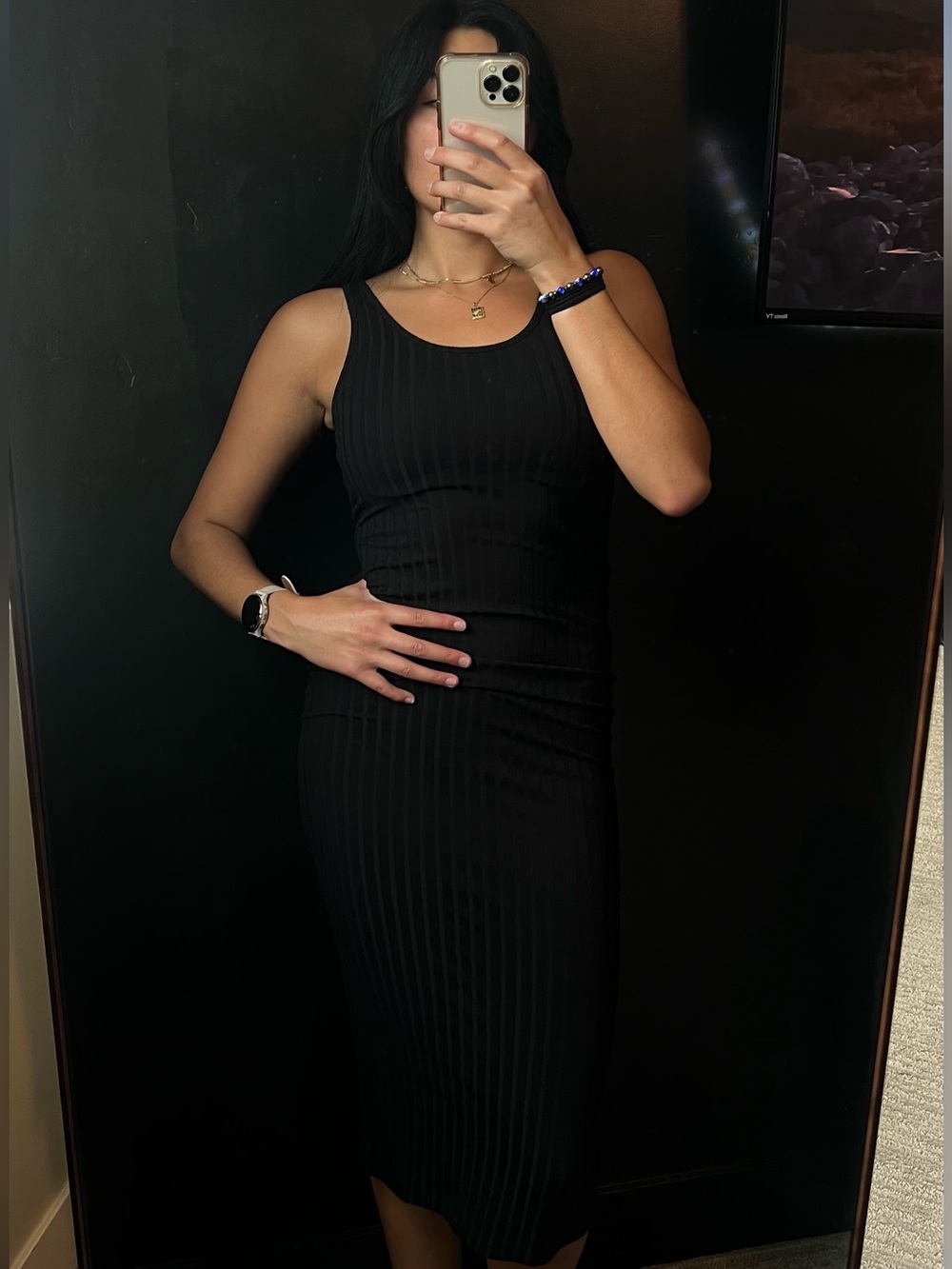 Classic Black Ribbed Tank Dress - Sleek form fitting Women's Dress